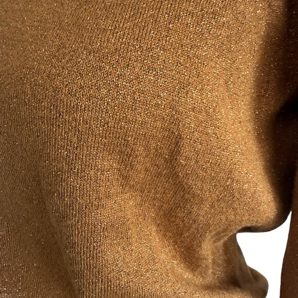 ANN TAYLOR Dark Gold Metallic Crewneck Sweater Size Medium Petite - Picture 6 of 10